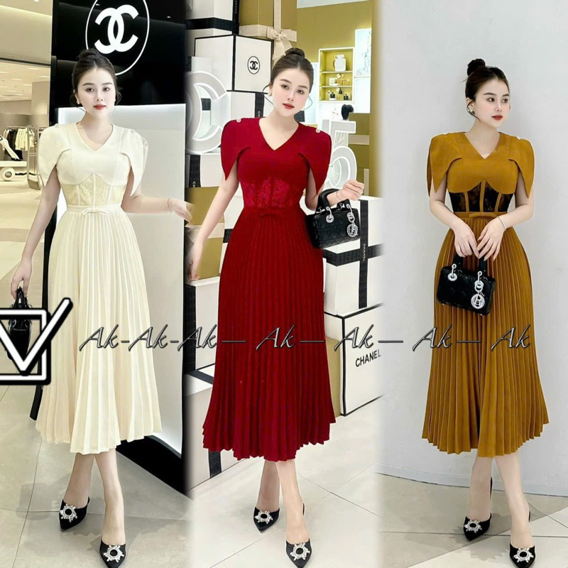 SIZE >65KG ĐẦM TÀ XẾP LY PHỐI REN EO
