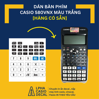 Miếng STICKER dán bàn phím màu trắng nguyên bản máy tính casio fx 580vnx hàng chuẩn theo thiết kế của công ty bitex