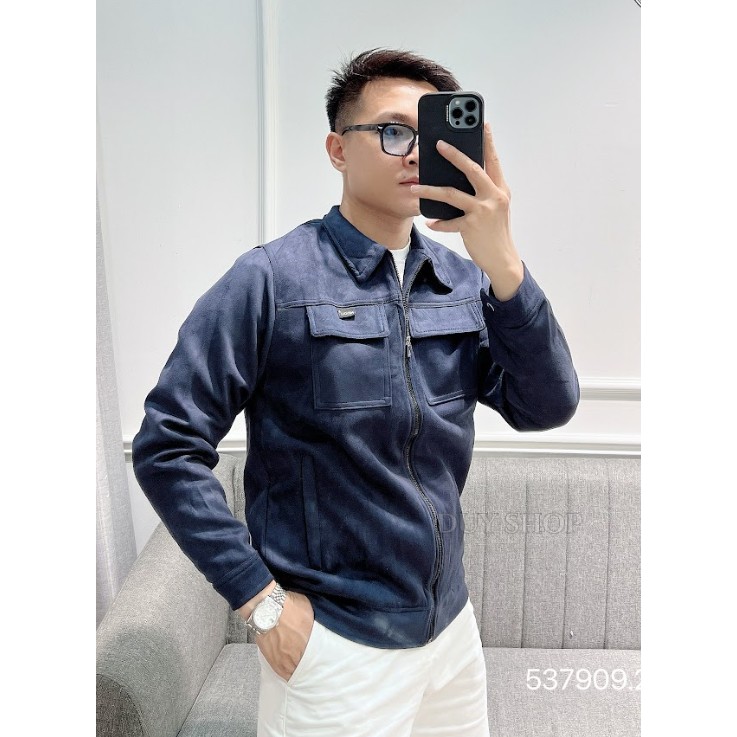 Áo khoác da lộn cổ bẻ nam tính, chất liệu co dãn thoải mái HIDO DUYSHOP Menswear