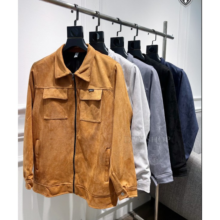 Áo khoác da lộn cổ bẻ nam tính, chất liệu co dãn thoải mái HIDO DUYSHOP Menswear
