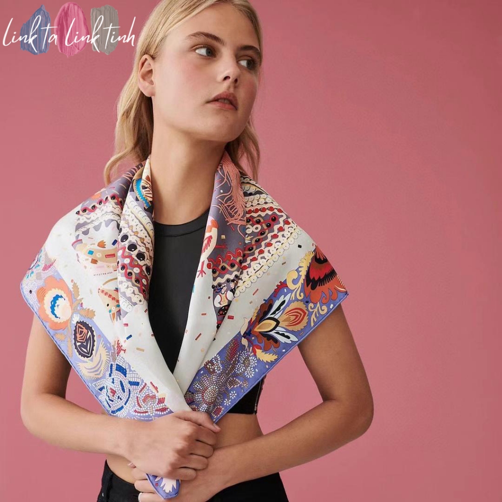 Khăn Lụa Vuông 90x90cm - Khăn Lụa 90x90 Cao Cấp Bandana - Khăn Lụa Vuông Cao Cấp Turban Cuốn Bikini 