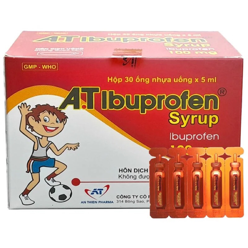 Siro cho bé AT Ibuprofen 100mg syrup (Hộp 30 ống x 5ml)