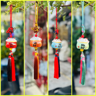 Dây treo mèo sứ chiêu tài may mắn treo ô tô, trang trí tết