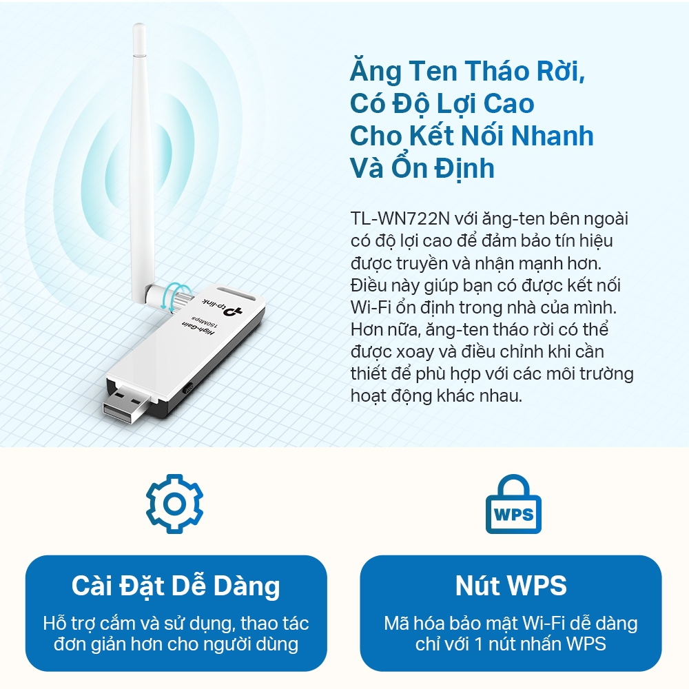 [Hỏa Tốc] Bộ Chuyển Đổi USB Wifi TP-Link TL-WN722N Chuẩn N 150Mbps | BigBuy360 - bigbuy360.vn