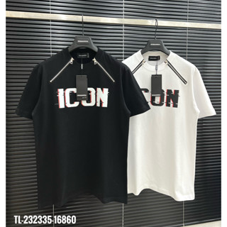  Áo phông nam DSQ ICON mix khóa chéo logo chữ in cao cấp - Áo thun nam DSQ khóa cổ chất cotton cao cấp 