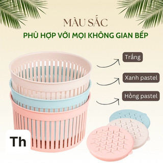 Rổ nhựa đựng tỏi ớt, Rổ nắp tròn Thái đựng hành tỏi ớt Việt Nhật siêu to mã 3396