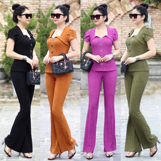 BỘ CỔ BẺ TAY BÚP SEN QUẦN ÔM VÀ QUẦN LOE