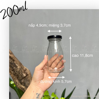 Chai thủy tinh BẦU tròn nắp thiếc • 200ml