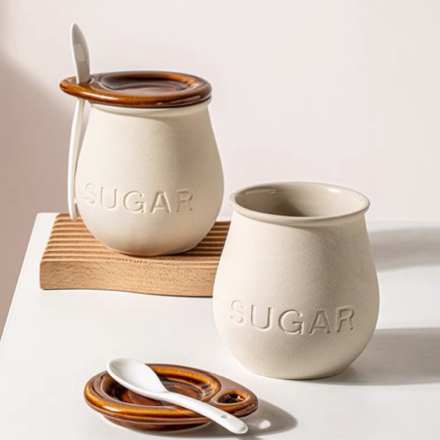 Hũ gốm sứ đựng gia vị muối, đường decor siêu xinh (có sẵn)