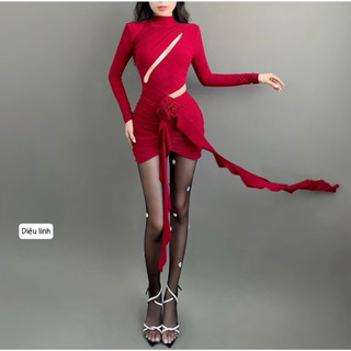 Đầm tay dài body phối hoa siêu xinh hàng tkcc