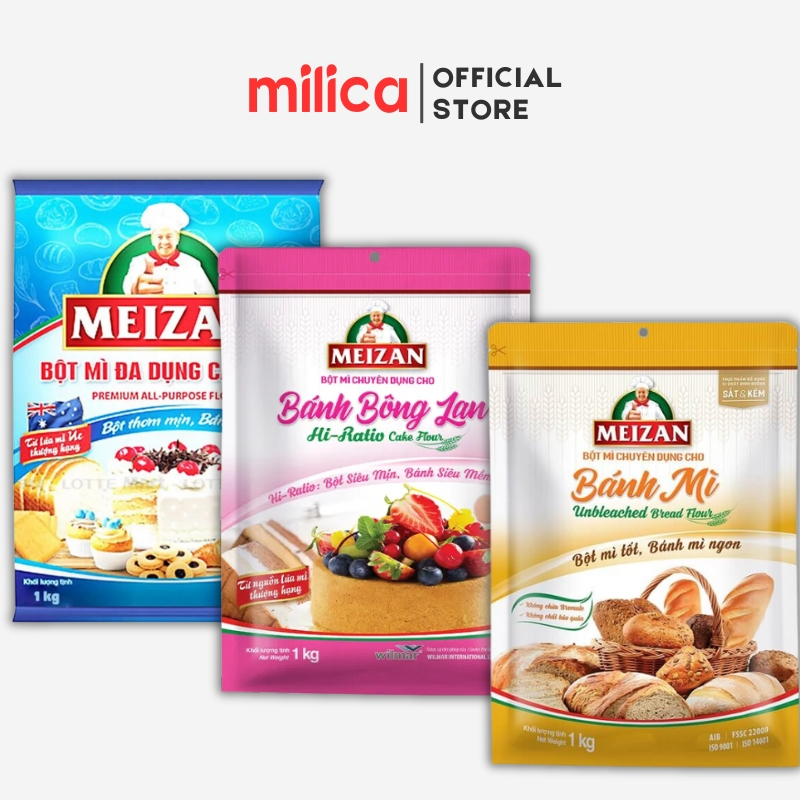 Bột mì đa dụng, Bột mì số 8, số 13 cao cấp hiệu Meizan gói 500g-1kg