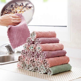 Khăn lau 2 mặt siêu thấm - Khăn lau không phai màu nhanh khô- Khăn lau bếp, khăn lau kính, lau bát [ Hàng Tốt