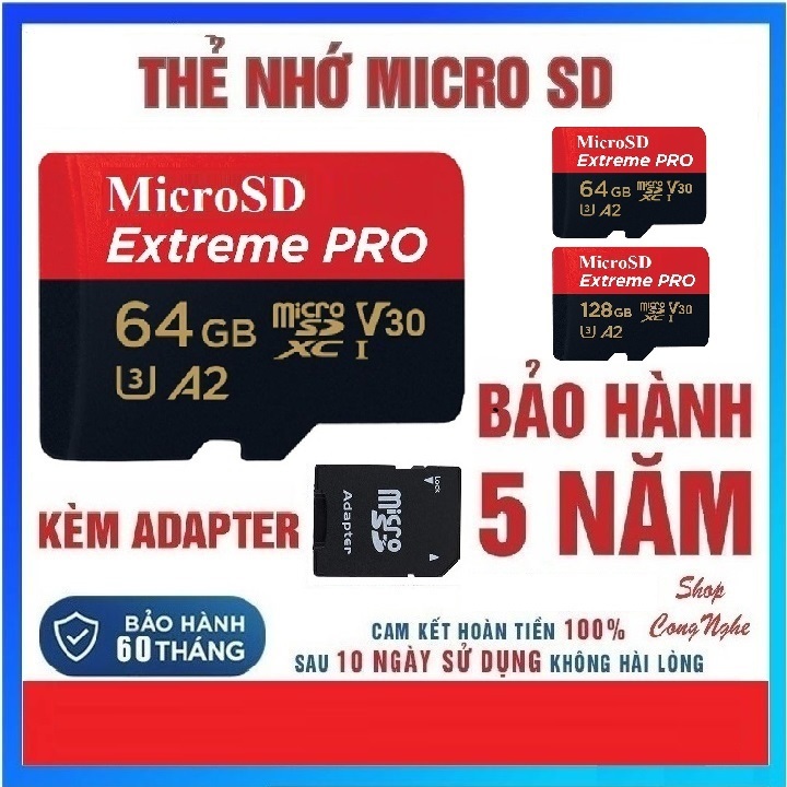 Thẻ nhớ MicroSD 32G 64G Extreme Pro V30 tốc độ cao 4K cho camera, flycam