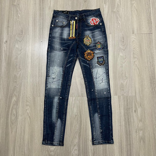 Quần bò jean nam Dsquared2 thêu logo khoá vàng màu hot 2024