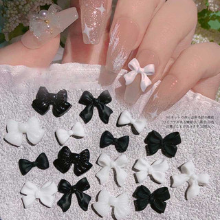 Set 20 nơ đính móng tay nghệ thuật màu trắng đen
