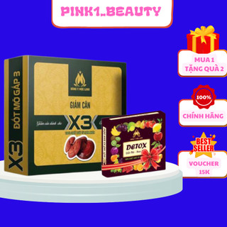 Giảm cân slim x3 đông y mộc linh chính hãng tặng 15v detox giảm cân giảm mỡ bụng sau sinh pink1_beauty