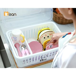 Giá úp bát đũa Misan, úp bình sữa cho bé ăn dặm, có nắp đậy khay hứng thoát nước - Misan
