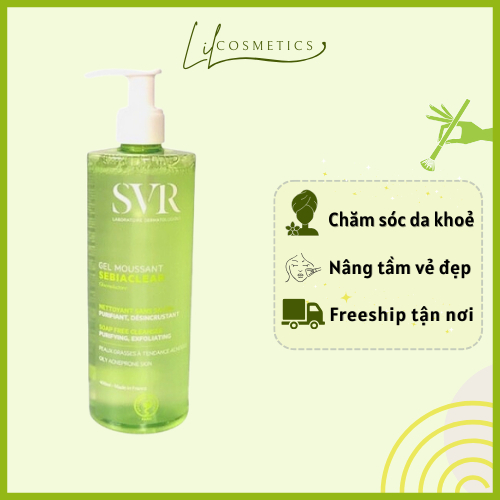 Sữa Rửa Mặt Dịu Nhẹ, Loại Bỏ Tế Bào Da Chết SVR Sebiaclear Gel Moussant 400ml Hàng chuẩn Pháp LIL COSMETICS