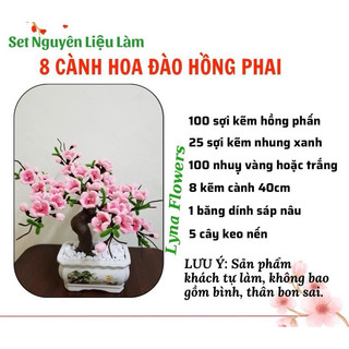 Set nguyên liệu làm hoa tết, hoa mai, hoa đào, quả quýt, quả hồng, hoa ly