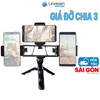 🔥 GIÁ SỈ 🔥 Giá Đỡ 3 Điện Thoại LiveSTREAM MultiClip 3 Chân 3in1 Xoay 360 Độ