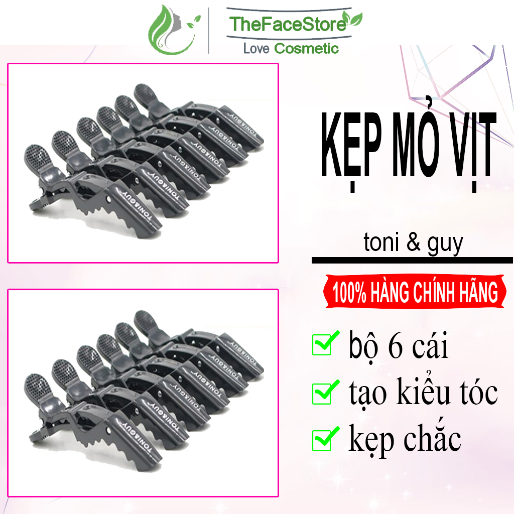 Kẹp mỏ vịt cá sấu làm tóc chính hãng gồm 6 chiếc màu đen chắc chắn chuyên dùng cho tóc