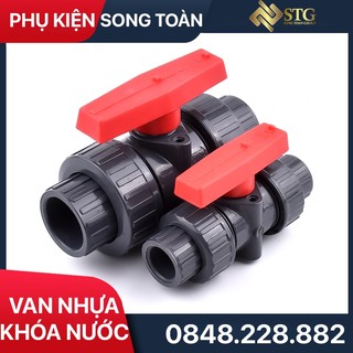 Van rắc co, van bi nhựa rắc co trơn dán ống nhựa
