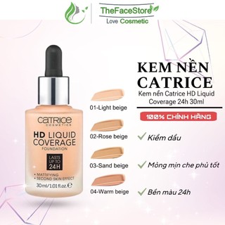 Kem nền kiềm dầu Catrice HD 24h Liquid Coverage Foundation che phủ hoàn hảo