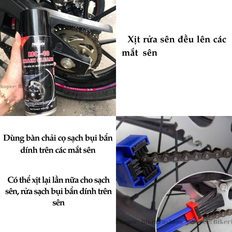 Chai xịt bôi trơn bảo dưỡng sên, dưỡng xích xe máy, mô tô Thunder Chain Lube 400ml