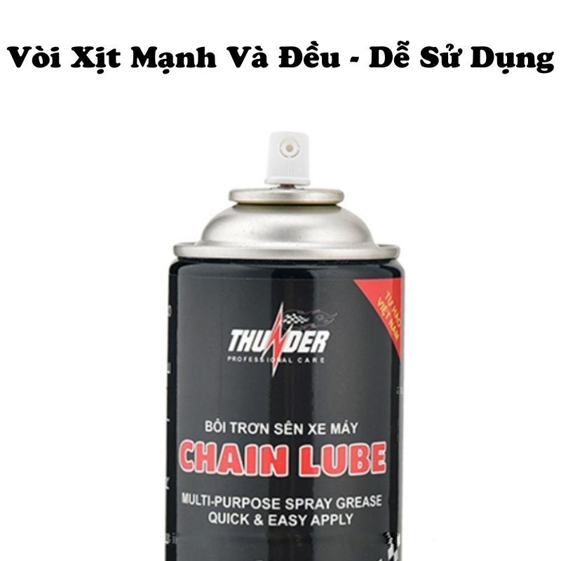 Chai xịt bôi trơn bảo dưỡng sên, dưỡng xích xe máy, mô tô Thunder Chain Lube 400ml