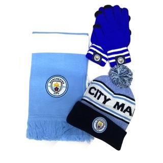 Combo khăn len mũ len găng tay len Man.city