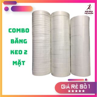 Combo 1 cây băng keo 2 mặt đầy đủ các size 1.2cm 2.4cm 4.8cm băng keo hai mặt trong 1,2f 2,4f 4,8cm