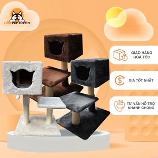 Nhà cây cattree Luhi cho mèo có trụ cào móng xinh xắn 3 màu CT00025