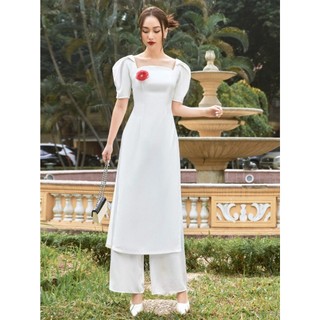 RẬP GIẤY áo dài cách tân cổ vuông tay phồng đủ size