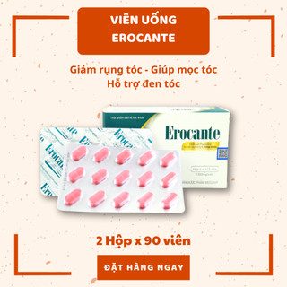 Combo 2 hộp Viên uống Erocante hỗ trợ giảm rụng tóc, giúp mọc tóc và hỗ trợ đen tóc - Hộp 90 viên