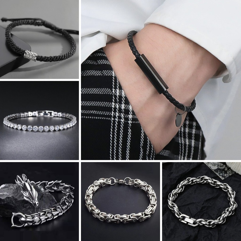Vòng tay nam lắc tay unisex phong cách trẻ trung titan không gỉ Kuu Clothes màu basic dễ phối đồ - Vòng tay tổng hợp