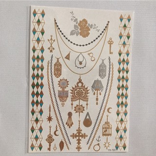 Combo 3 tấm hình xăm dán ánh kim nhẫn và maori 15x21cm