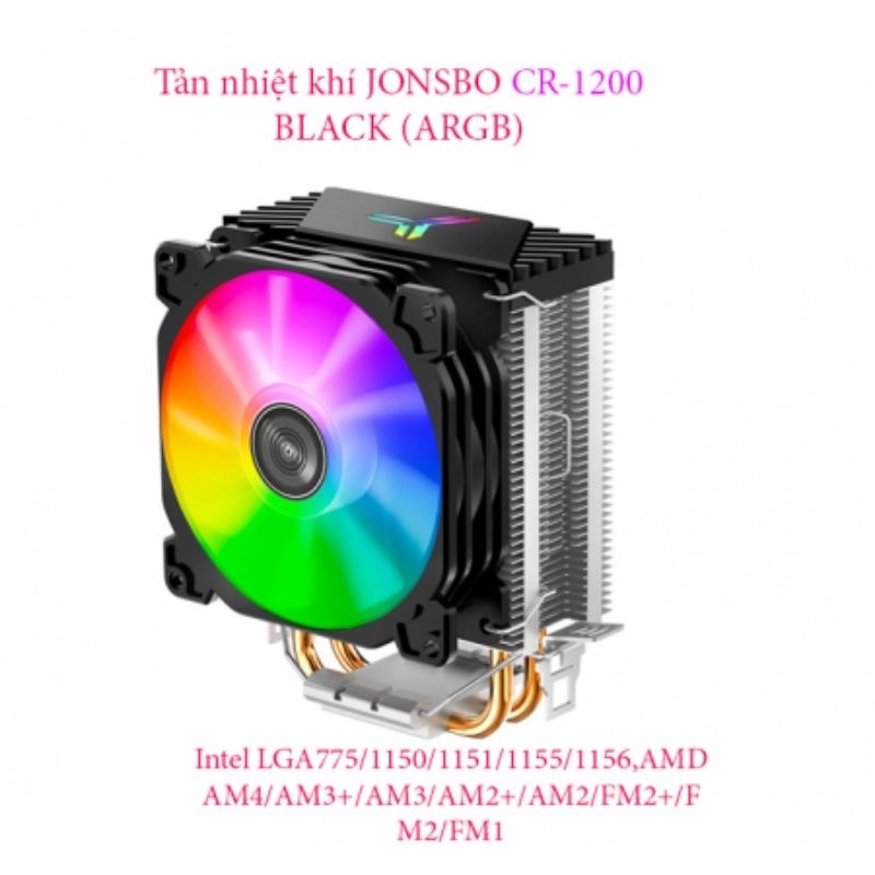 Tản nhiệt khí CPU 2 ống đồng JONSBO CR1200 fan 9cm LED Đa năng (PWM 4PIN, 115x/1200/1700/AM4)
