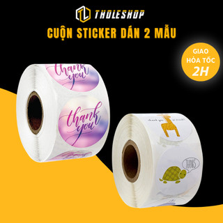 Tem dán trang trí - cuộn 500 sticker dán trang trí túi bánh quy, hộp cupcake tholeshop 9375