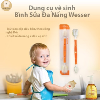 Michi Baby - Dụng Cụ Cọ Rửa Vệ Sinh Bình Sữa Và Núm Ti Wesser 2 Đầu Đa