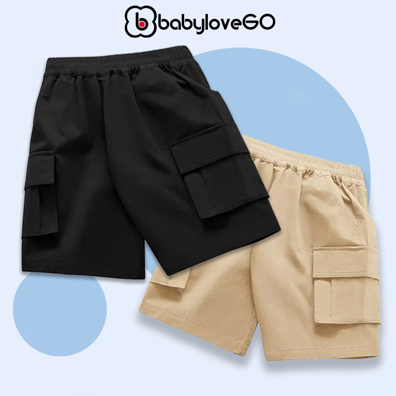 Quần đùi bé trai BabyloveGO quần short chất liệu kaki đứng form túi hộp rộng rãi thoáng mát KK03