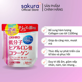 Bột Collagen Hyaluronic Acid Orihiro 11000mg 210g/túi - Sakura Store Official