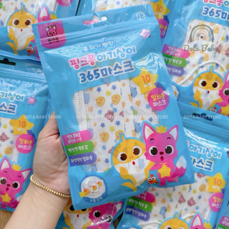 Khẩu Trang Trẻ Em Cao Cấp In Hình Baby Shark/Pinkfong Cho Bé Từ 0 - 12 Tuổi