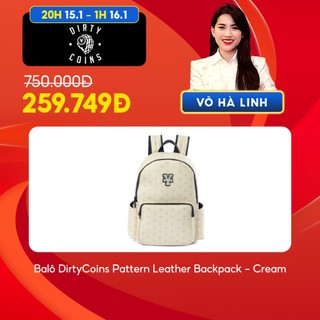 Balo DirtyCoins Pattern Leather Backpack - Cream