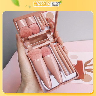 Set 5 Cọ Trang Điểm Kèm Hộp Đựng Và Gương Soi Tiện Lợi Hatola
