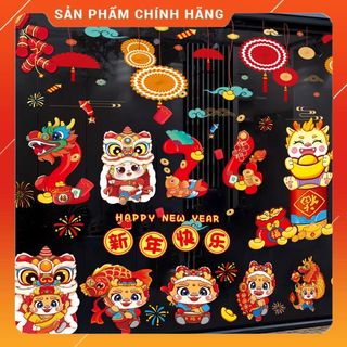Decal trang trí tết 2023 - decal trang trí cửa kính hai mặt có keo sk026