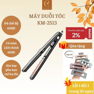Máy duỗi tóc KM-2513, Duỗi tóc kemei chính hãng, Máy là tóc mini bản nhỏ 2 trong 1 có thể ép và uốn