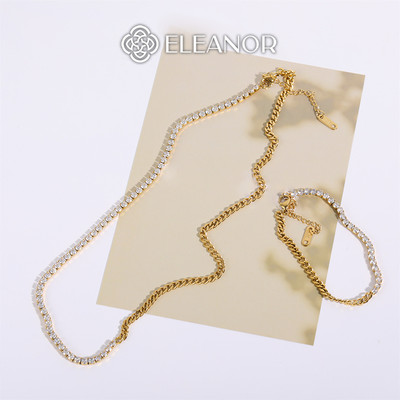 Dây chuyền lắc tay nữ titan Eleanor Accessories bộ trang sức đính đá phụ kiện trang sức 5712