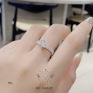 Nhẫn nữ bạc thật đá cao đá chủ 4mm  BYL JEWELRY