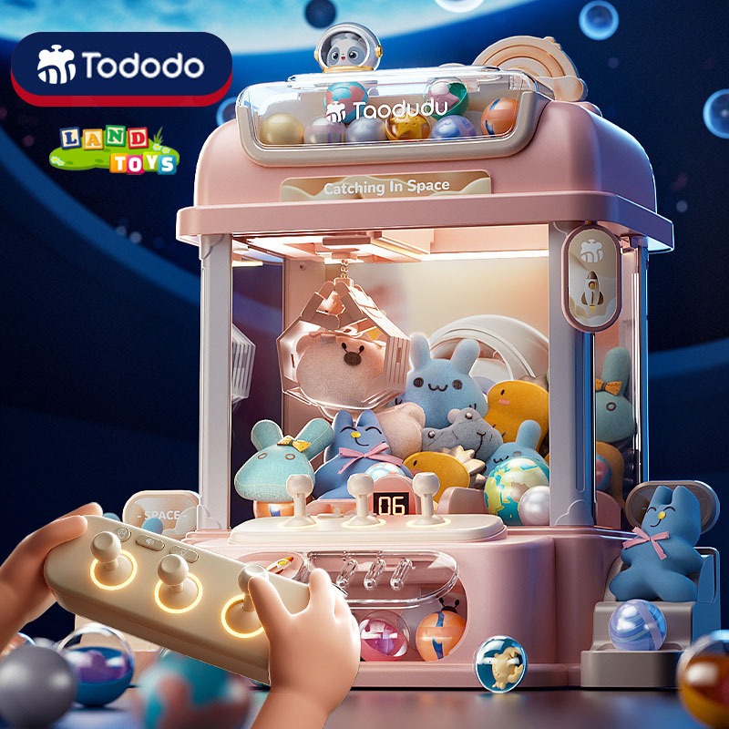  Máy Gắp Thú Bông Cỡ Lớn Thỏ Phi Hành Gia Vũ Trụ Có Nhạc Đèn Bắt Mắt Kèm Gấu Bóng - Món Quà Tặng Ý Nghĩa Dành Cho Bé 