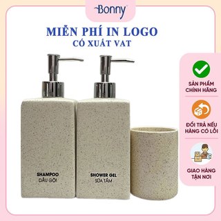 Bình sứ đựng nước rửa tay, lọ sứ đựng dầu gội, sữa tắm gốm sứ  Bát Tràng cao cấp, bình vuông cát trắng size đại 500ml